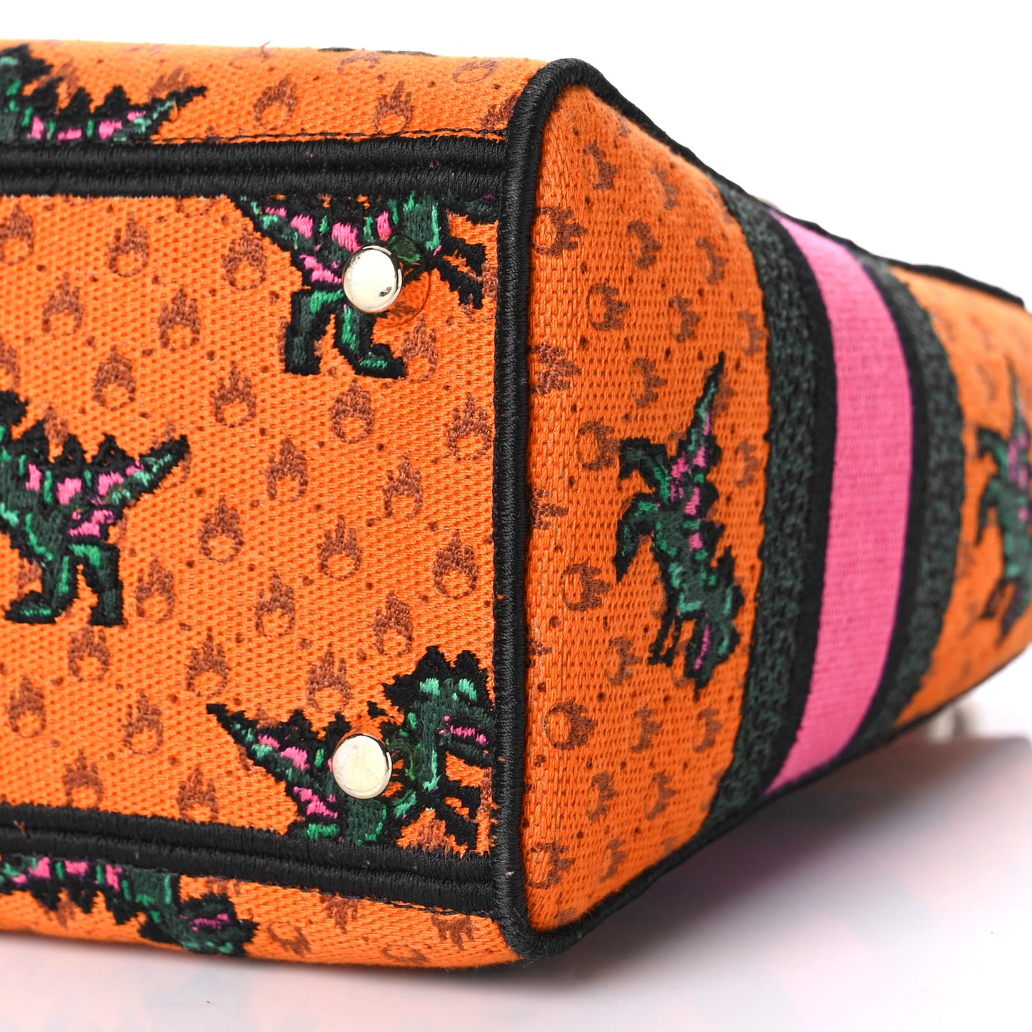 Canvas Embroidered Dino Medium Lady D-Lite Orange Multicolor