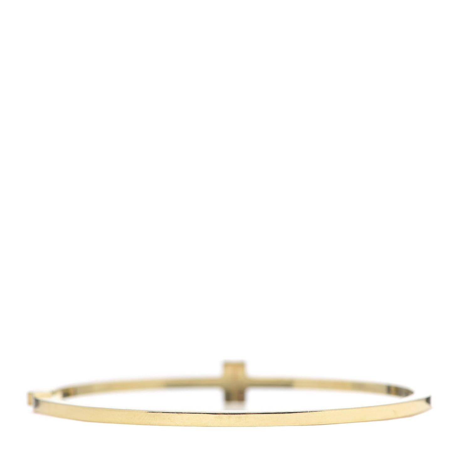 18K Yellow Gold Diamond T Hinged Wire Bangle Bracelet