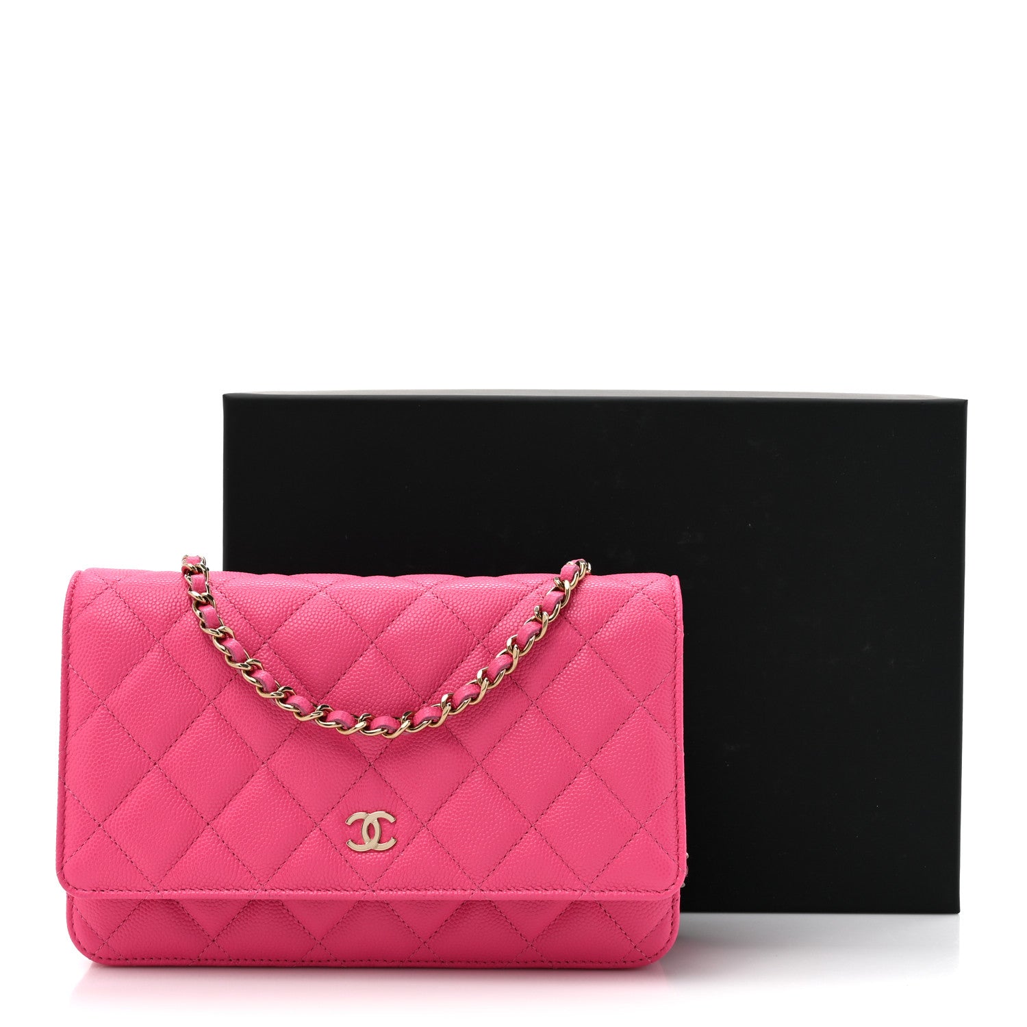 Chanel Caviar Quilted Wallet on Chain WOC Dark Pink 12 of 12