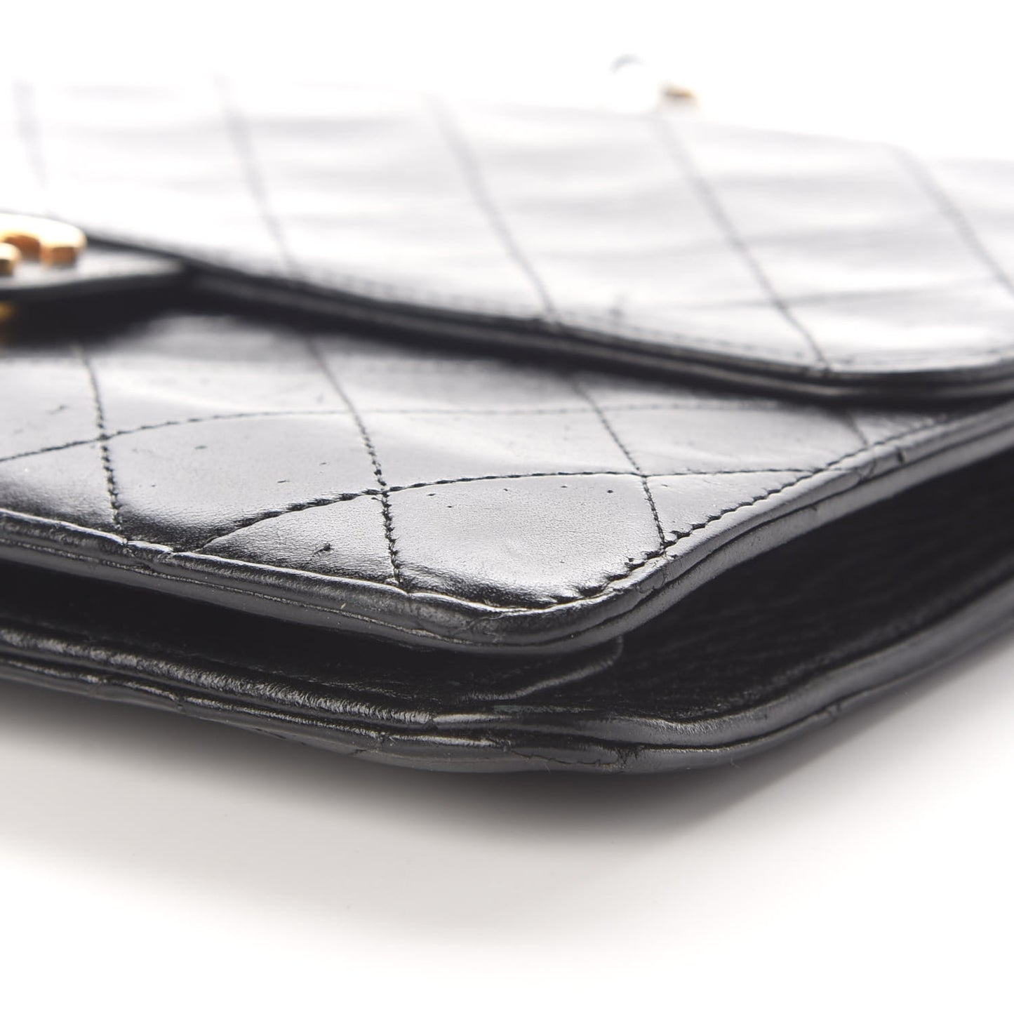 Lambskin Quilted Small Single Flap Black