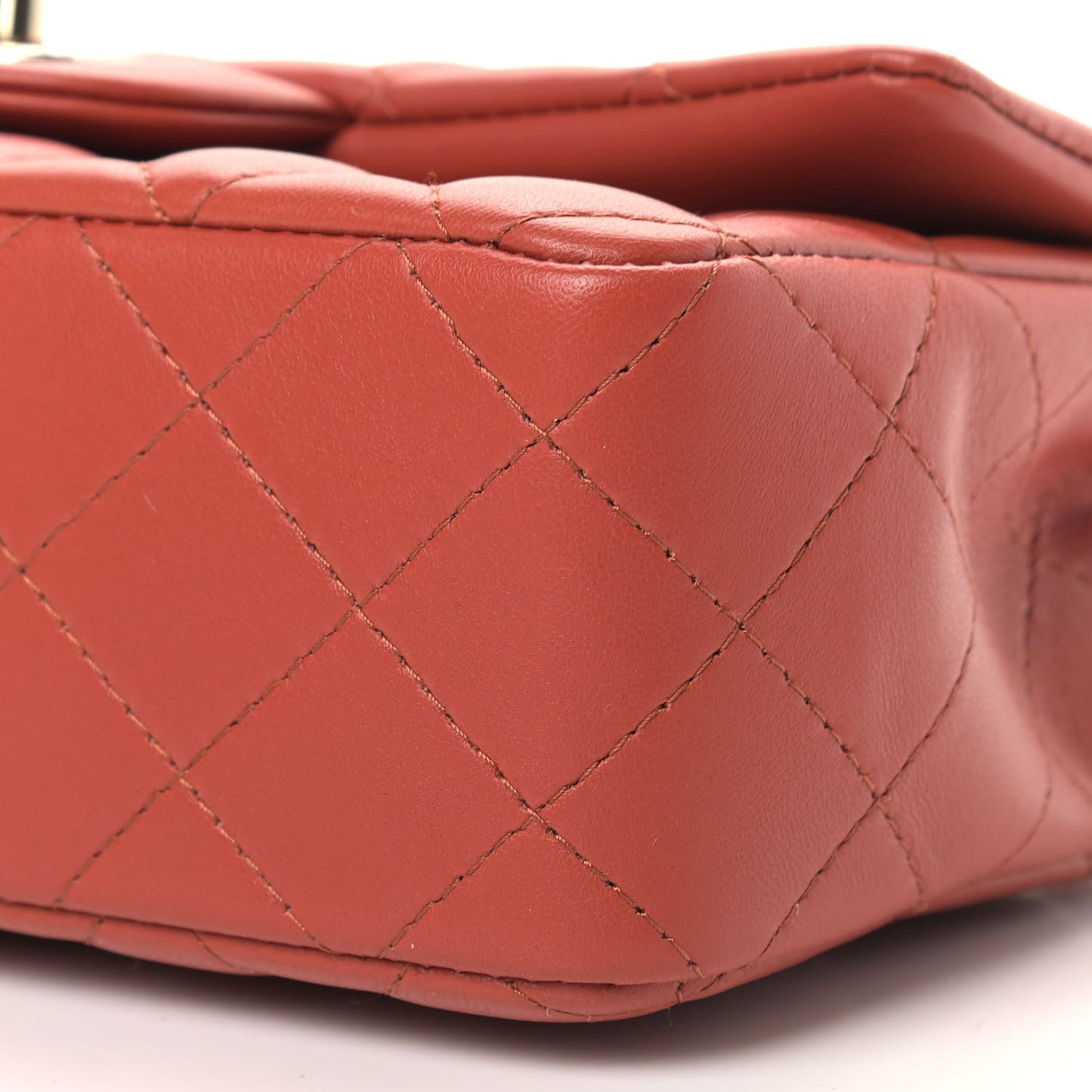 Lambskin Quilted Mini Rectangular Flap Brown