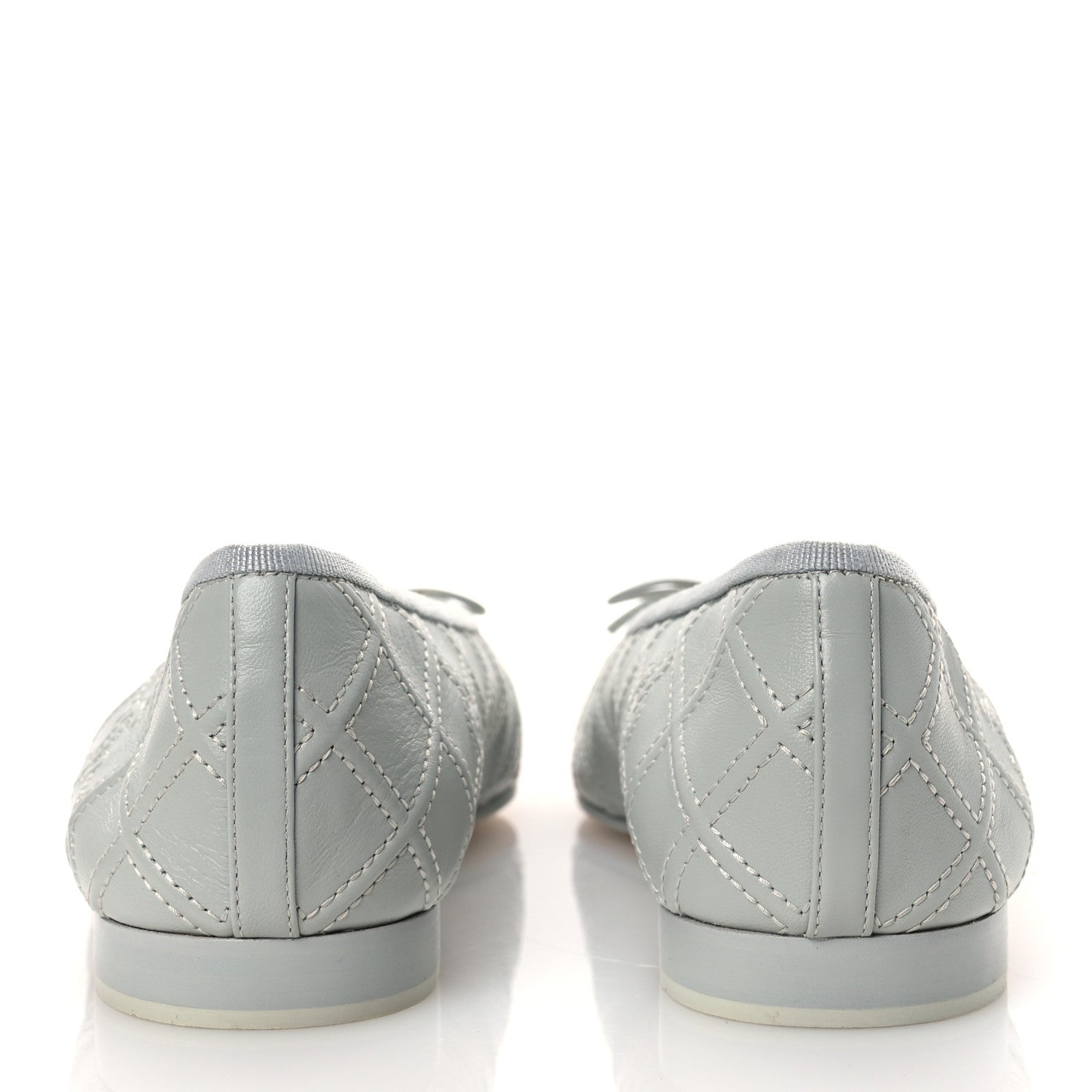 Chanel Lambskin Patent Double Stitched CC Cap Toe Ballerina Flats 40.5 Light Blue White 6 of 13