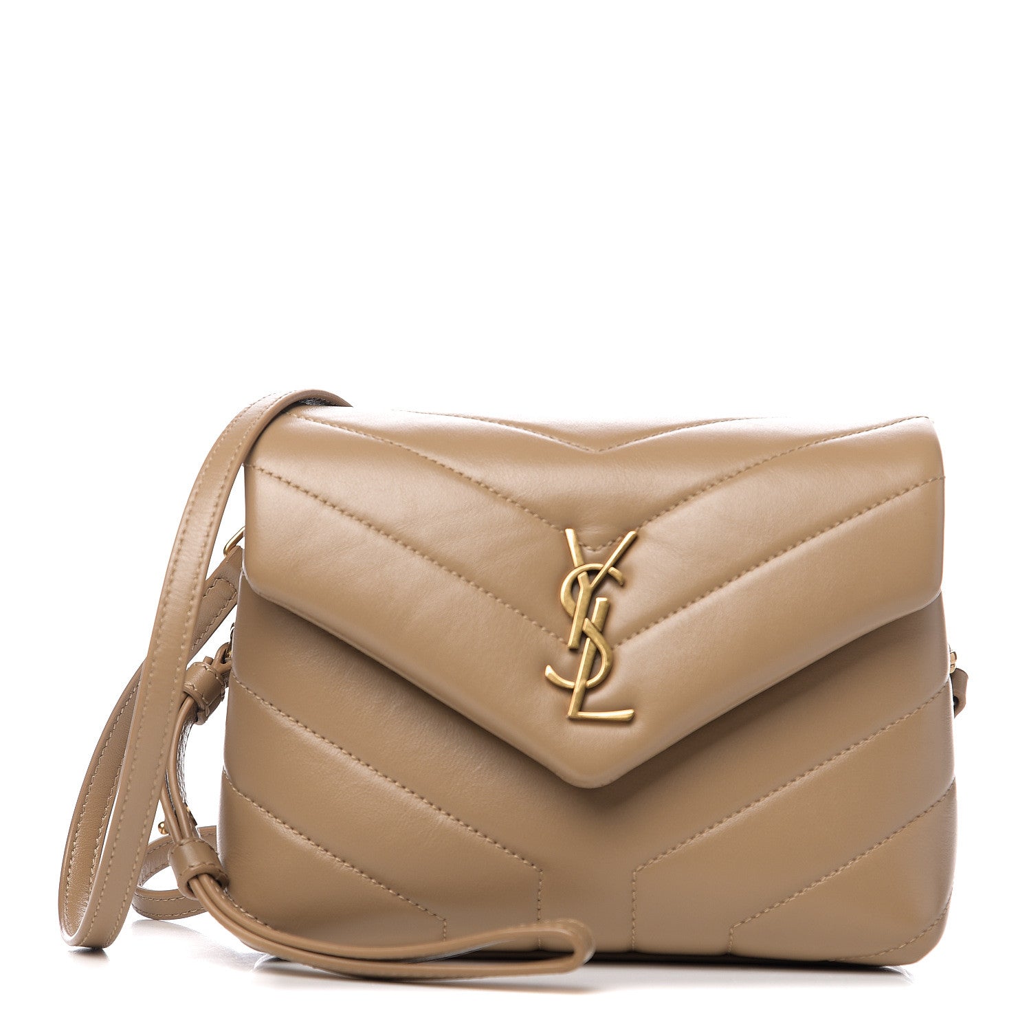 Saint Laurent Calfskin Y Quilted Monogram Toy Loulou Satchel Cork 1 of 10