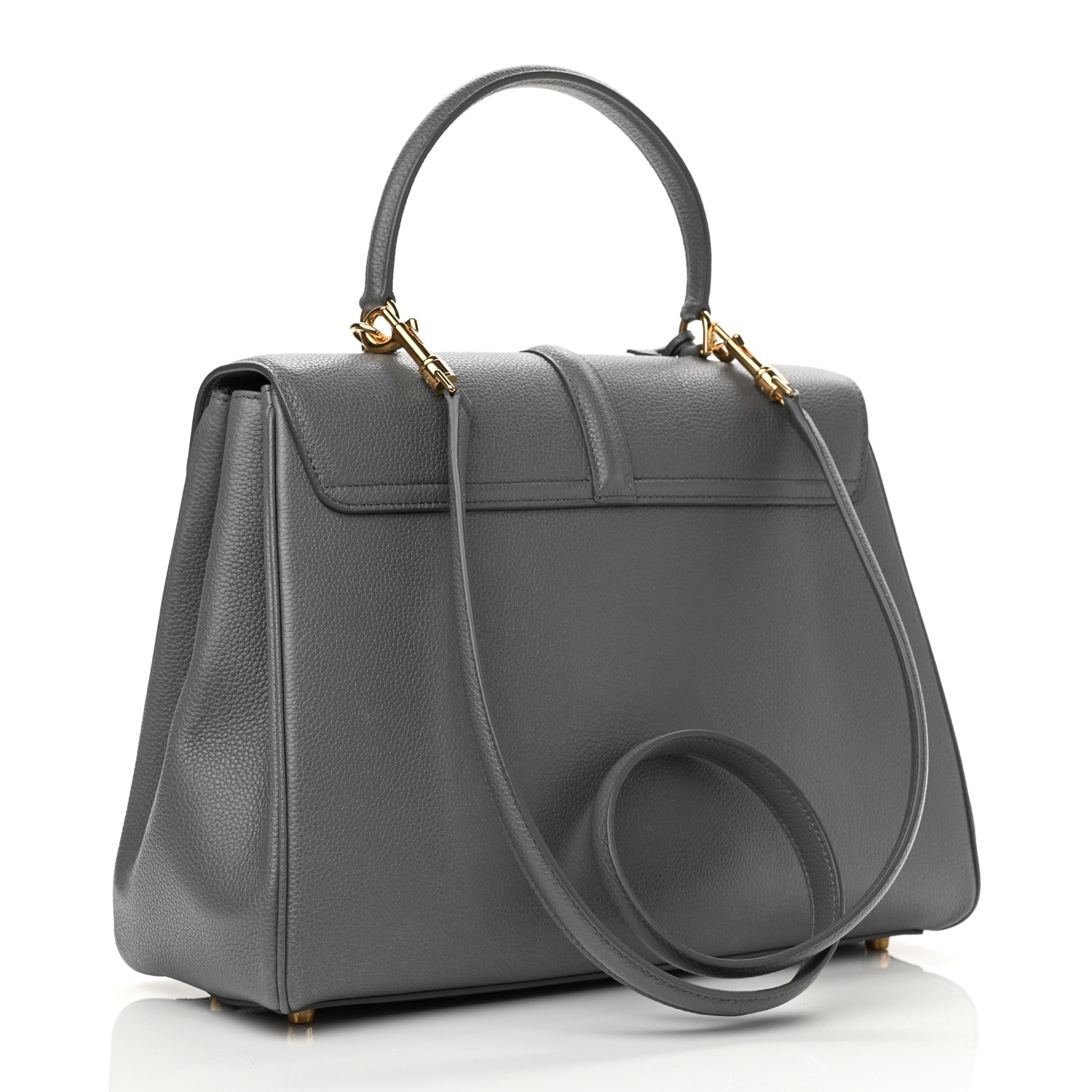 Celine Grained Calfskin Classique 16 Top Handle Bag Medium Grey 3 of 11