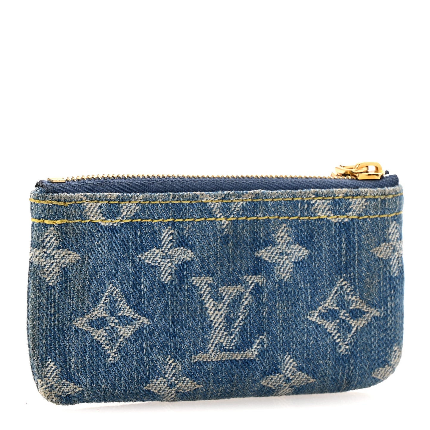 Monogram Denim Key Pouch Denim Blue