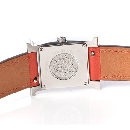 Hermes Stainless Steel Swift 21mm Heure H Hour Double Tour Quartz Watch Orange 6 of 8