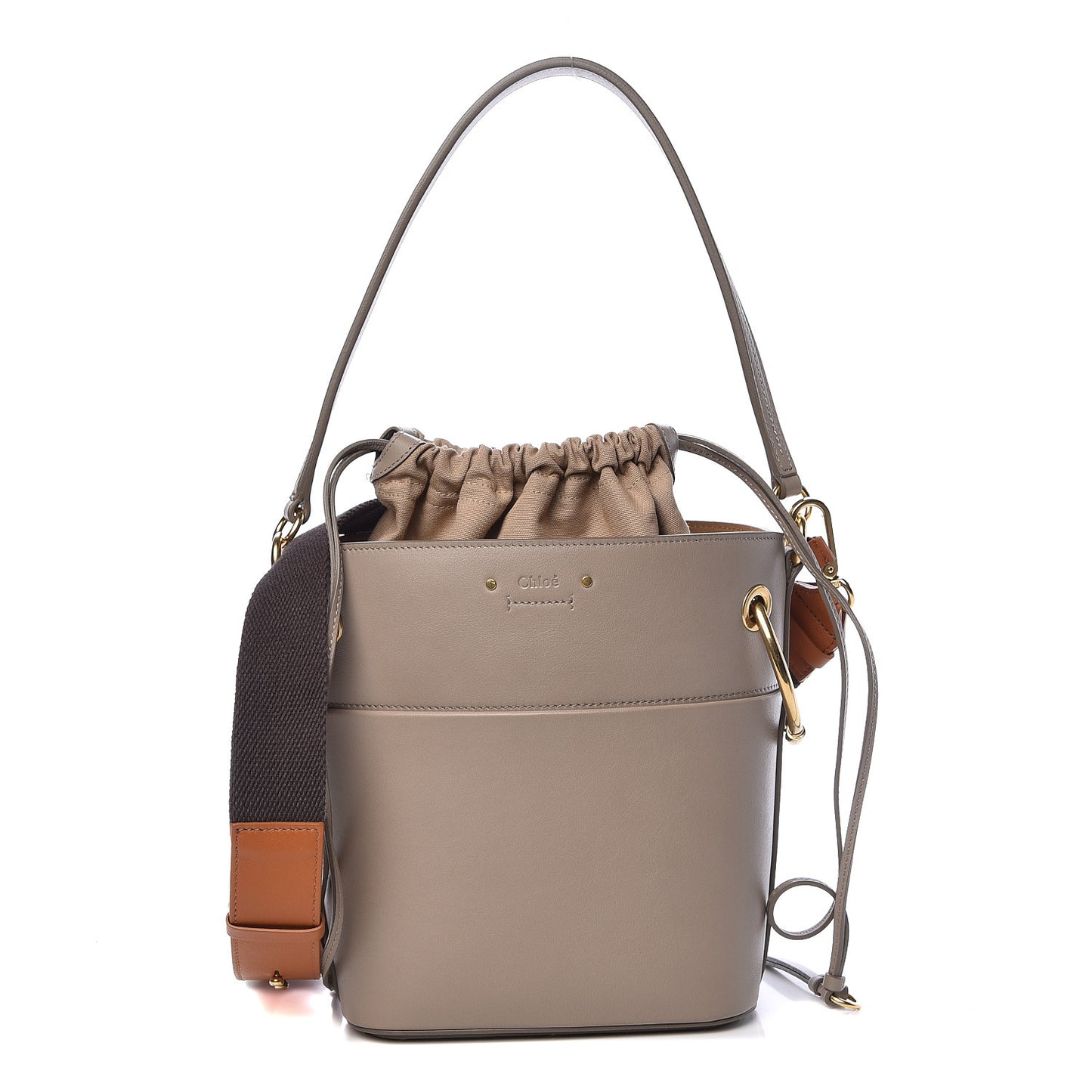 Smooth Calfskin Small Roy Bucket Bag Motty Grey