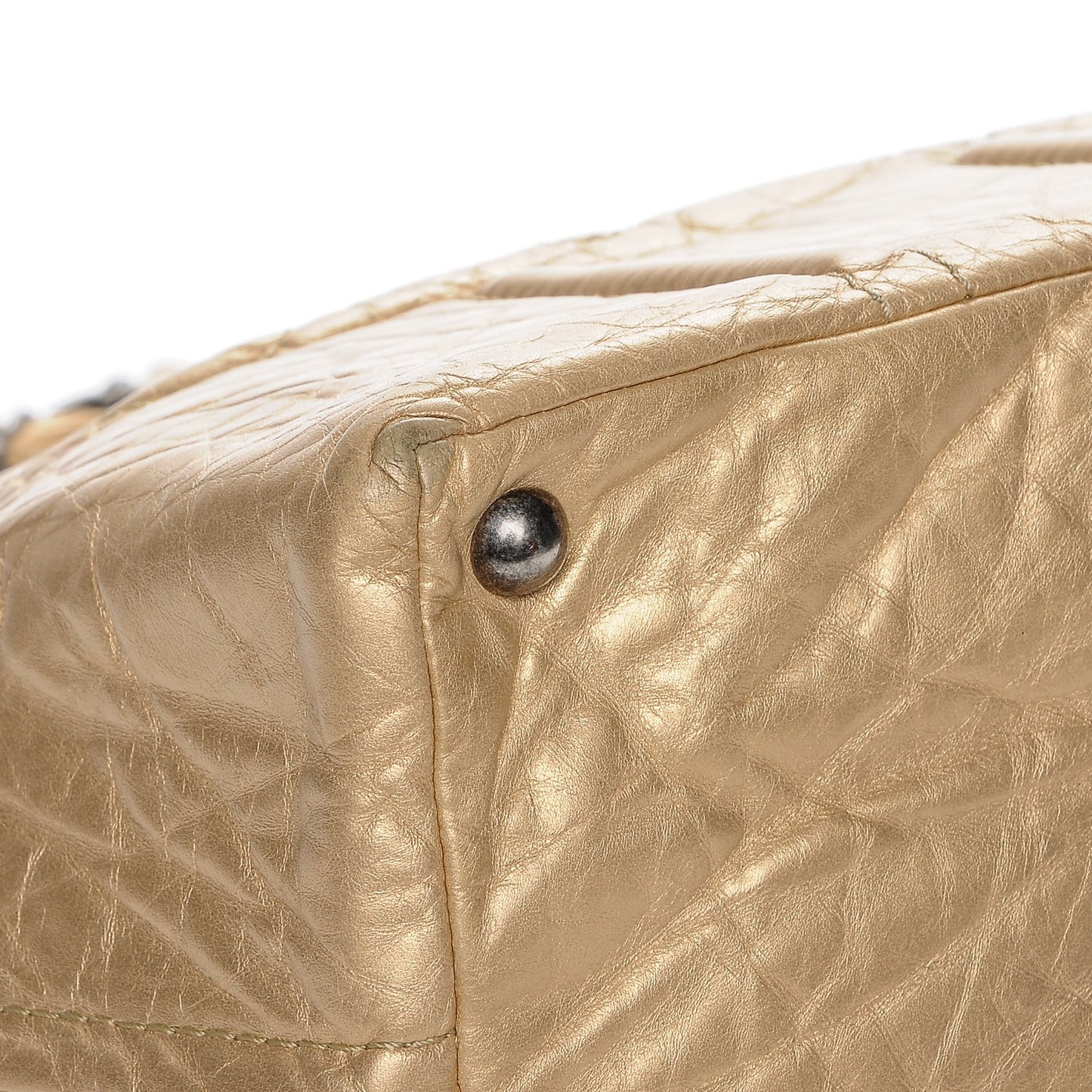 Metallic Aged Calfskin Small Shopping In Moscow Tote Gold