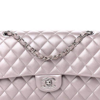 Chanel Metallic Lambskin Quilted Medium Double Flap Pink 11 of 12