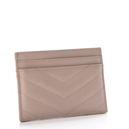 Saint Laurent Grain De Poudre Matelasse Chevron Monogram Credit Card Case Pale Pink 3 of 8