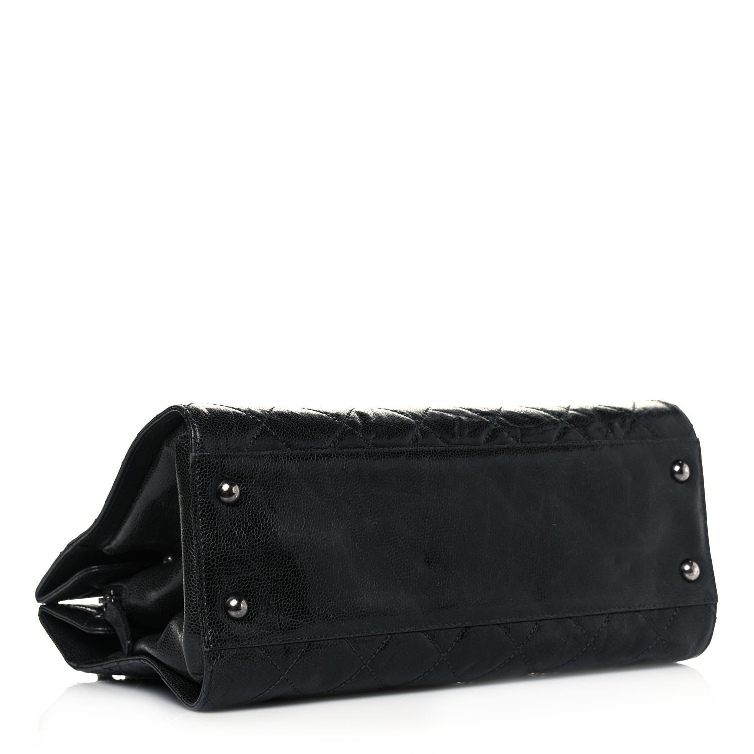 Chanel Crumpled Grained Calfskin Quilted CC Crave Tote Black 4 of 15