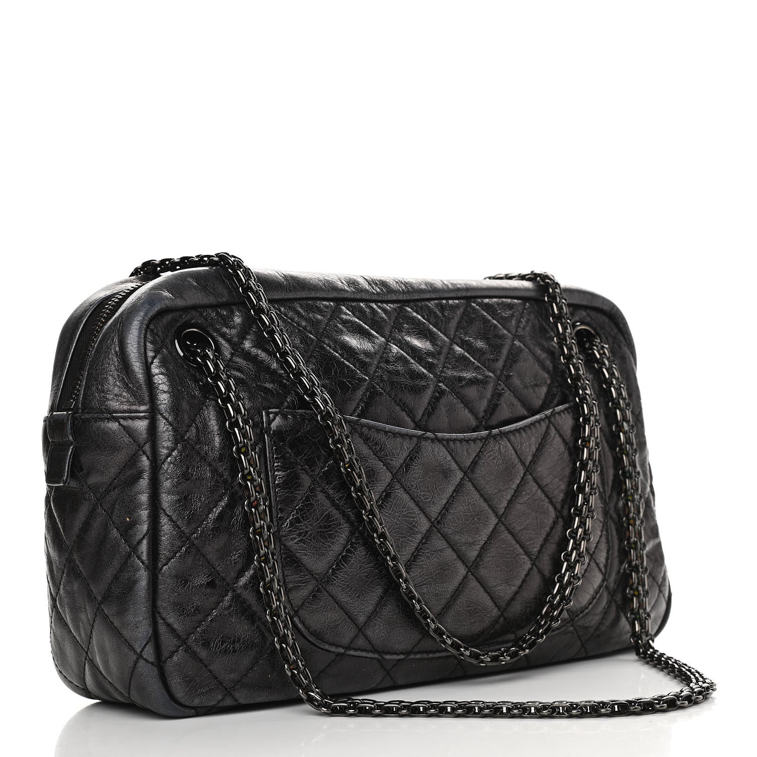 Chanel Metallic Aged Calfskin Quilted Medium Reissue Camera Case Black 3 of 11