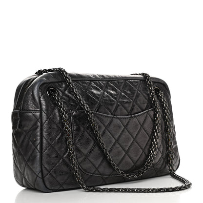 Chanel Metallic Aged Calfskin Quilted Medium Reissue Camera Case Black 3 of 11