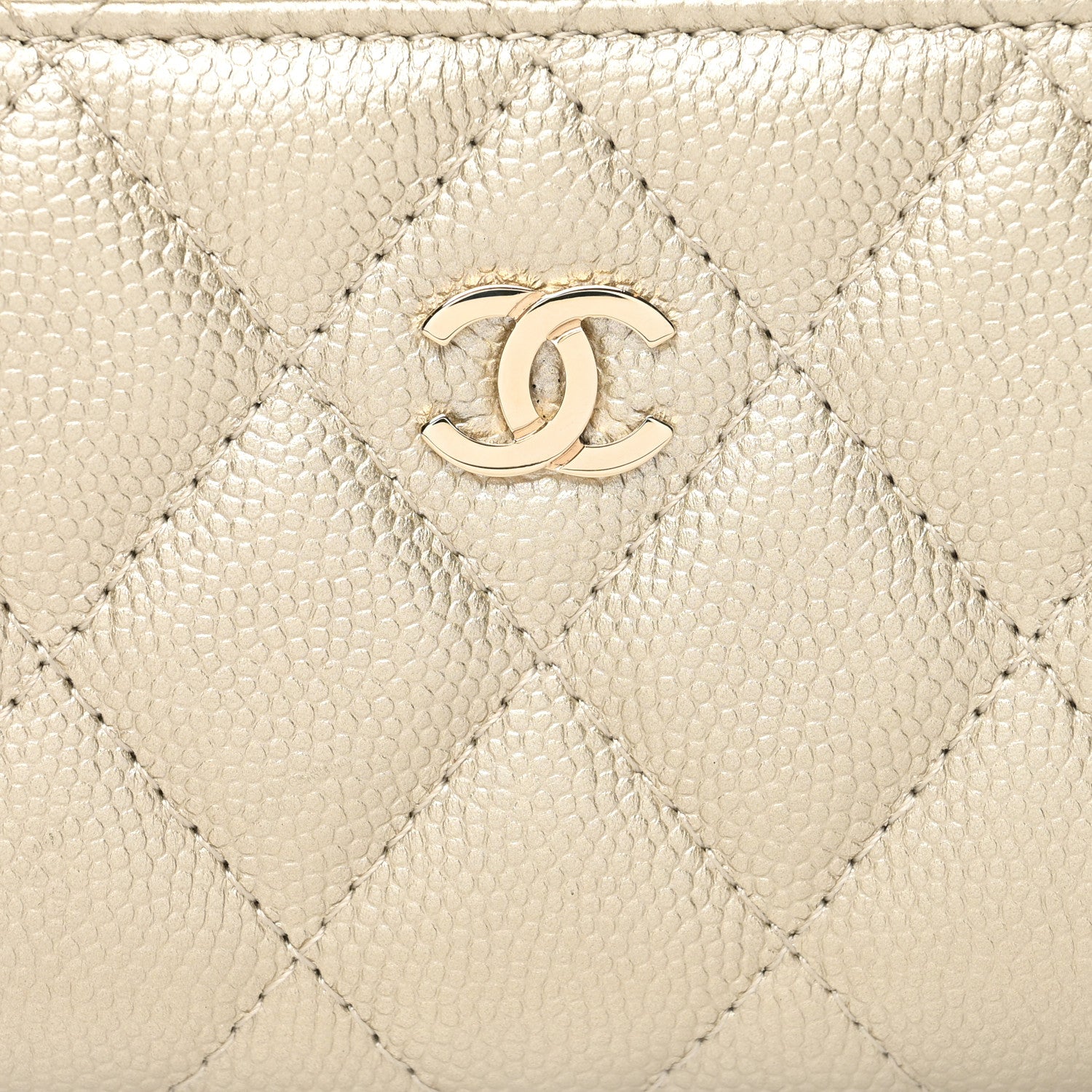 Chanel Metallic Caviar Quilted Zip Coin Purse Light Gold 8 of 10