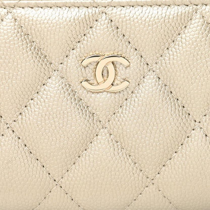 Chanel Metallic Caviar Quilted Zip Coin Purse Light Gold 8 of 10
