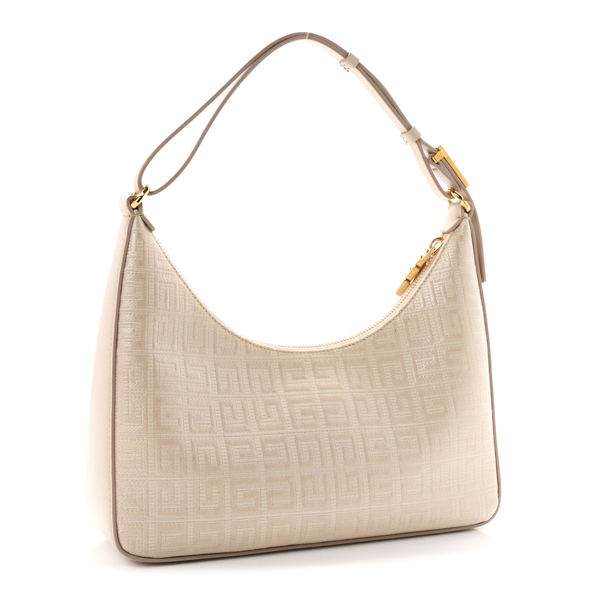 Coated Canvas Logo 4G Embossed Small Moon Cut Out Shoulder Bag Natural Beige