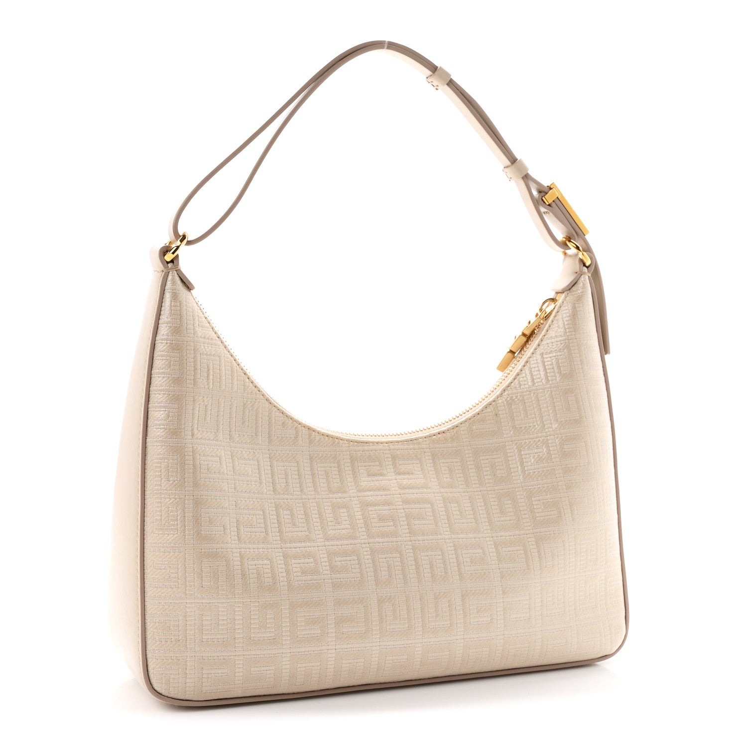 Givenchy Coated Canvas Logo 4G Embossed Small Moon Cut Out Shoulder Bag Natural Beige 3 of 10