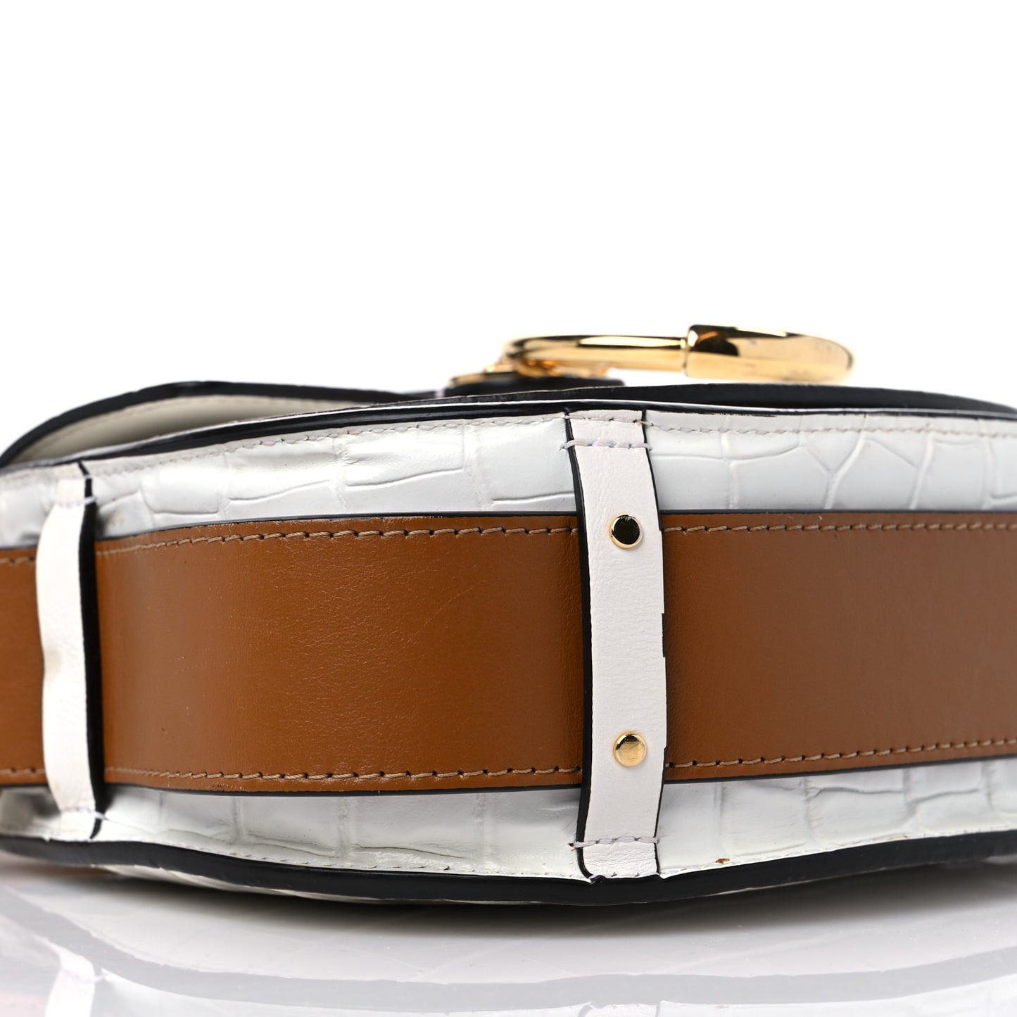Calfskin Crocodile Embossed Small Tess Bag Brilliant White