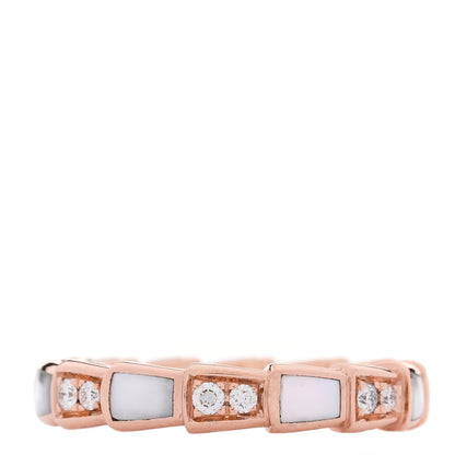 Bulgari 18K Rose Gold Diamond Mother of Pearl 4mm Serpenti Viper Band Ring 52 6 3 of 7