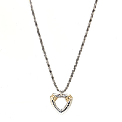 Tiffany Sterling Silver 18K Yellow Gold Open Heart Pendant Necklace 1 of 5