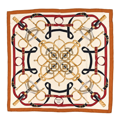 Hermes Silk Eperon D'Or Forever Scarf 90 Caramel Creme Or 1 of 3