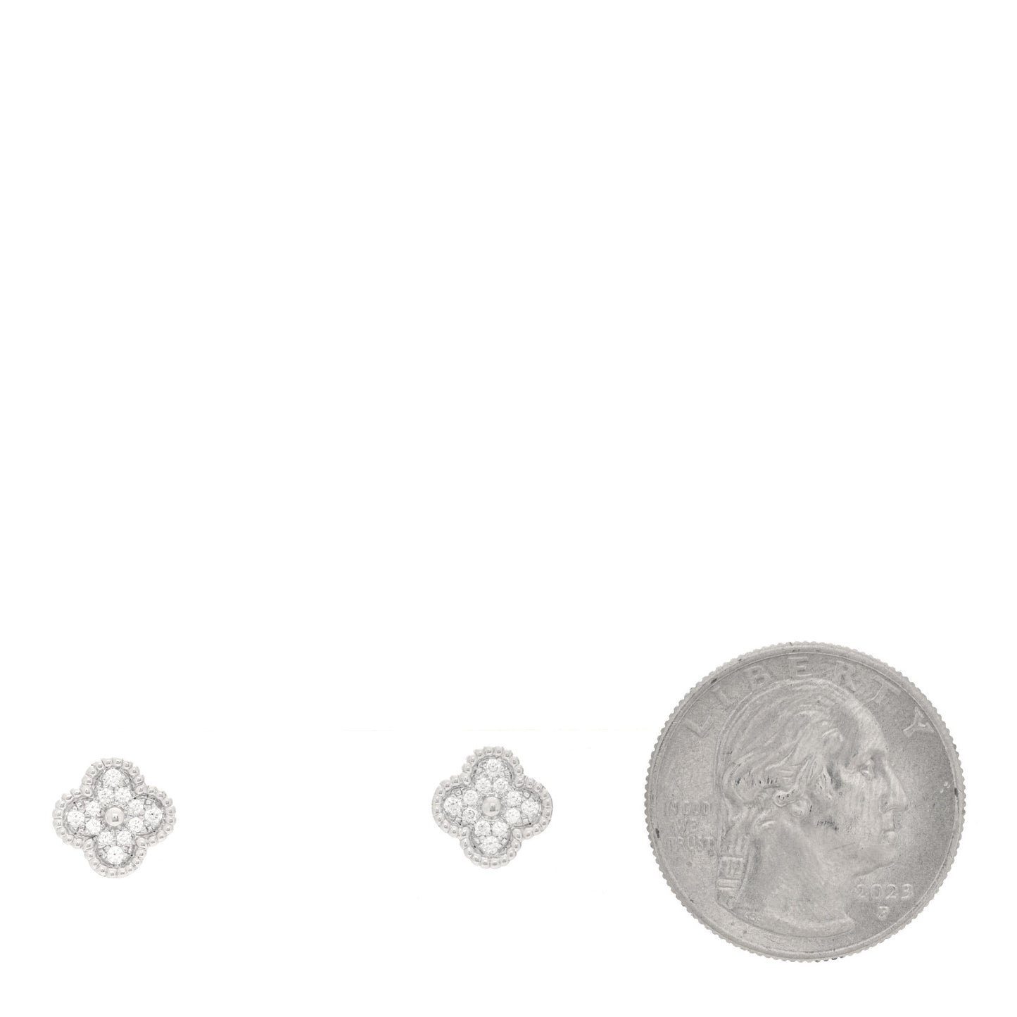 18K White Gold Diamond Sweet Alhambra Earrings