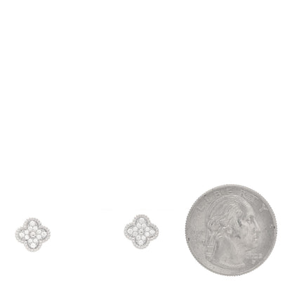 Van Cleef & Arpels 18K White Gold Diamond Sweet Alhambra Earrings 2 of 4
