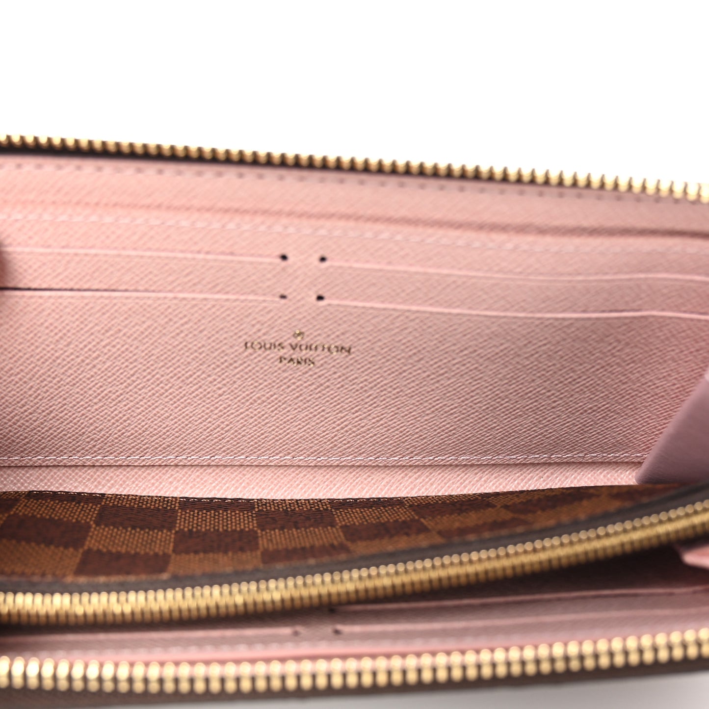 Damier Ebene Clemence Wallet Rose Ballerine