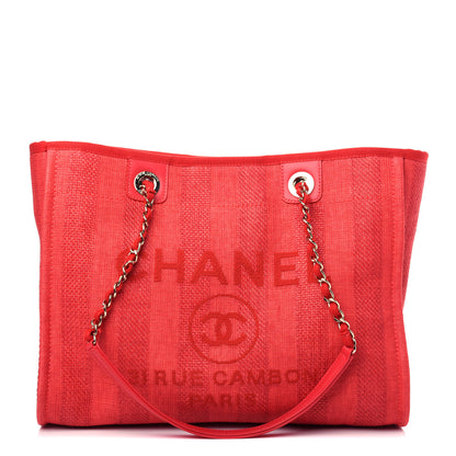 Chanel Mixed Fibers Striped Small Deauville Tote Red 1 of 11
