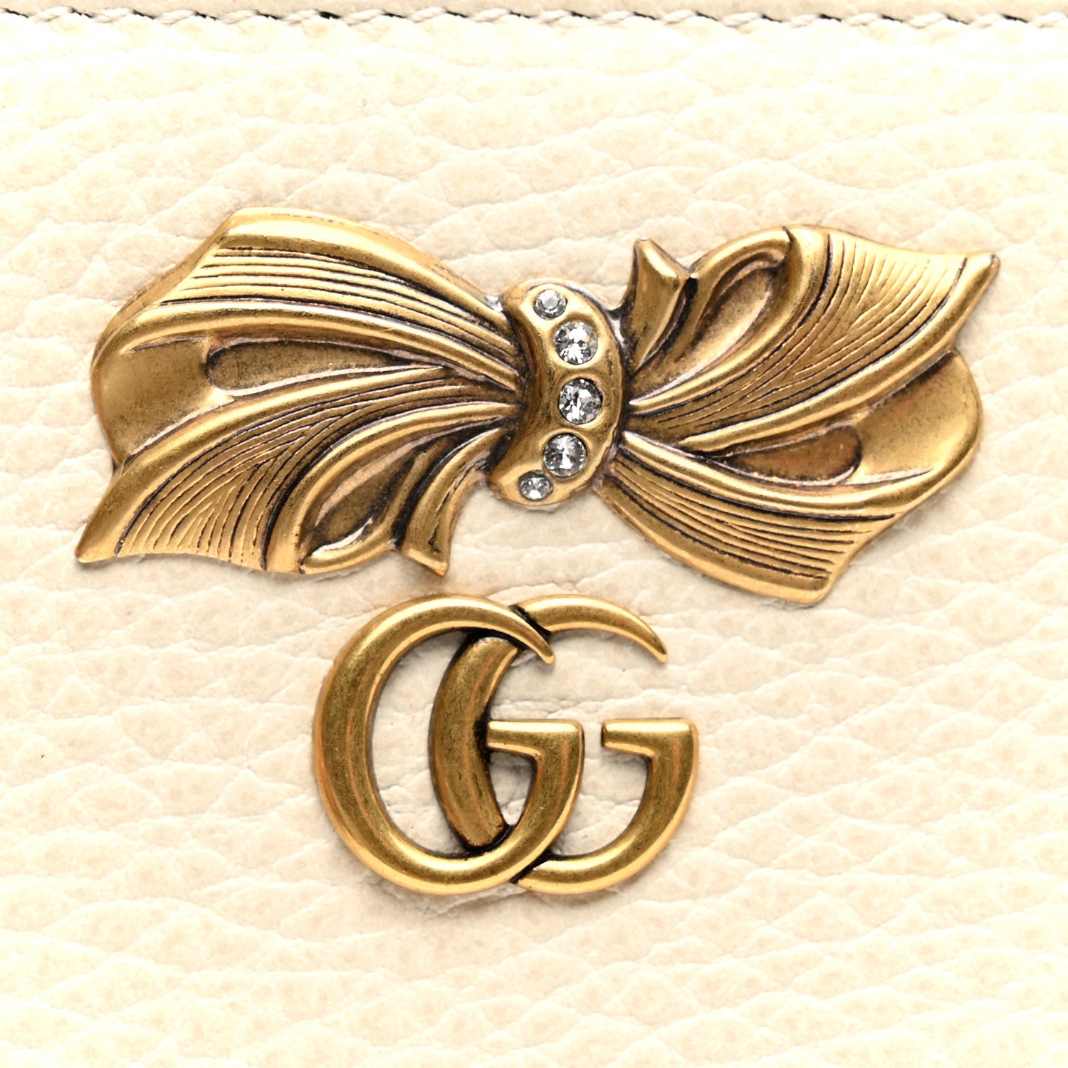 Gucci Calfskin GG Marmont Bow Zip Around Wallet Ivory 8 of 10