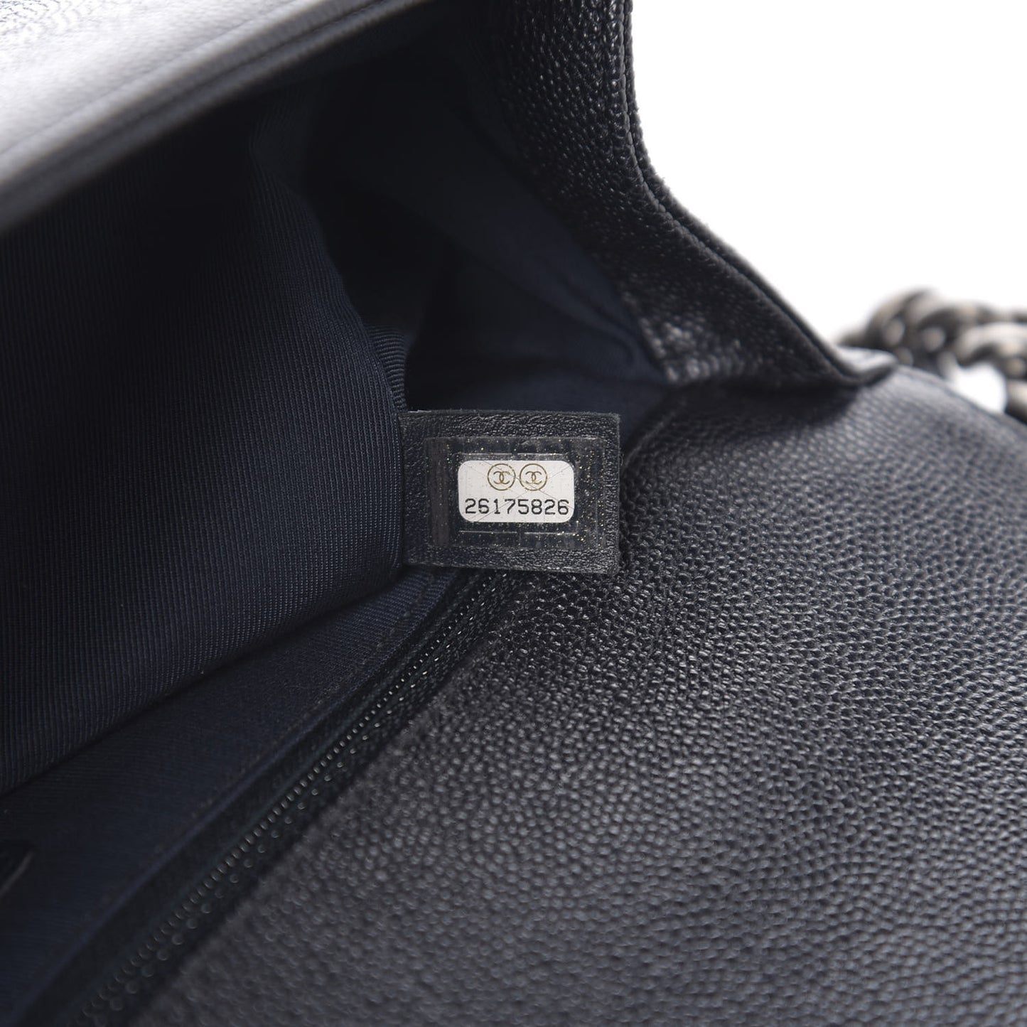 Caviar Chevron Quilted New Medium Boy Flap Dark Navy Blue
