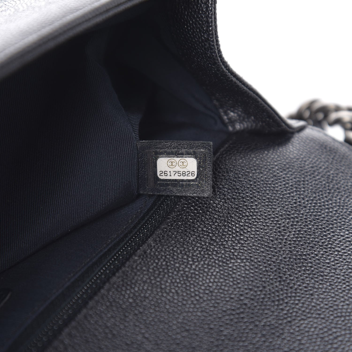 Chanel Caviar Chevron Quilted New Medium Boy Flap Dark Navy Blue 6 of 10