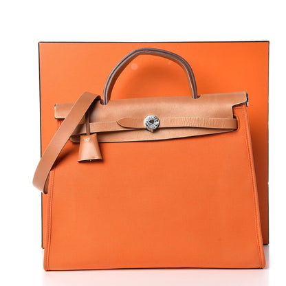 Hermes Vache Hunter Toile Herbag Zip 31 PM Orange 13 of 15