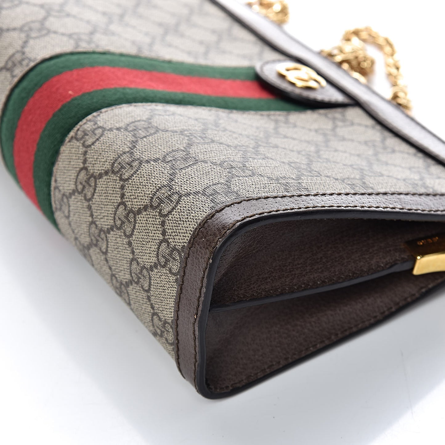 GG Supreme Monogram Web Small Ophidia Chain Shoulder Bag Brown