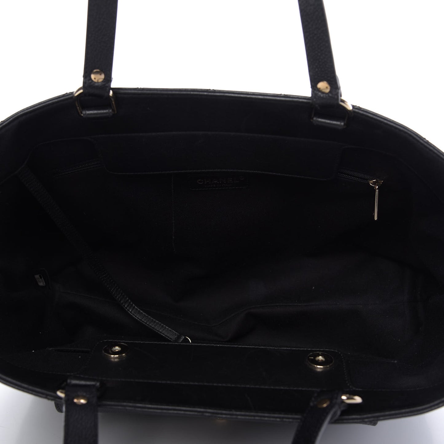 Sheepskin Caviar Quilted Large Shopping Tote Black