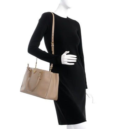 Prada Saffiano Lux Medium Tote Visone 2 of 15