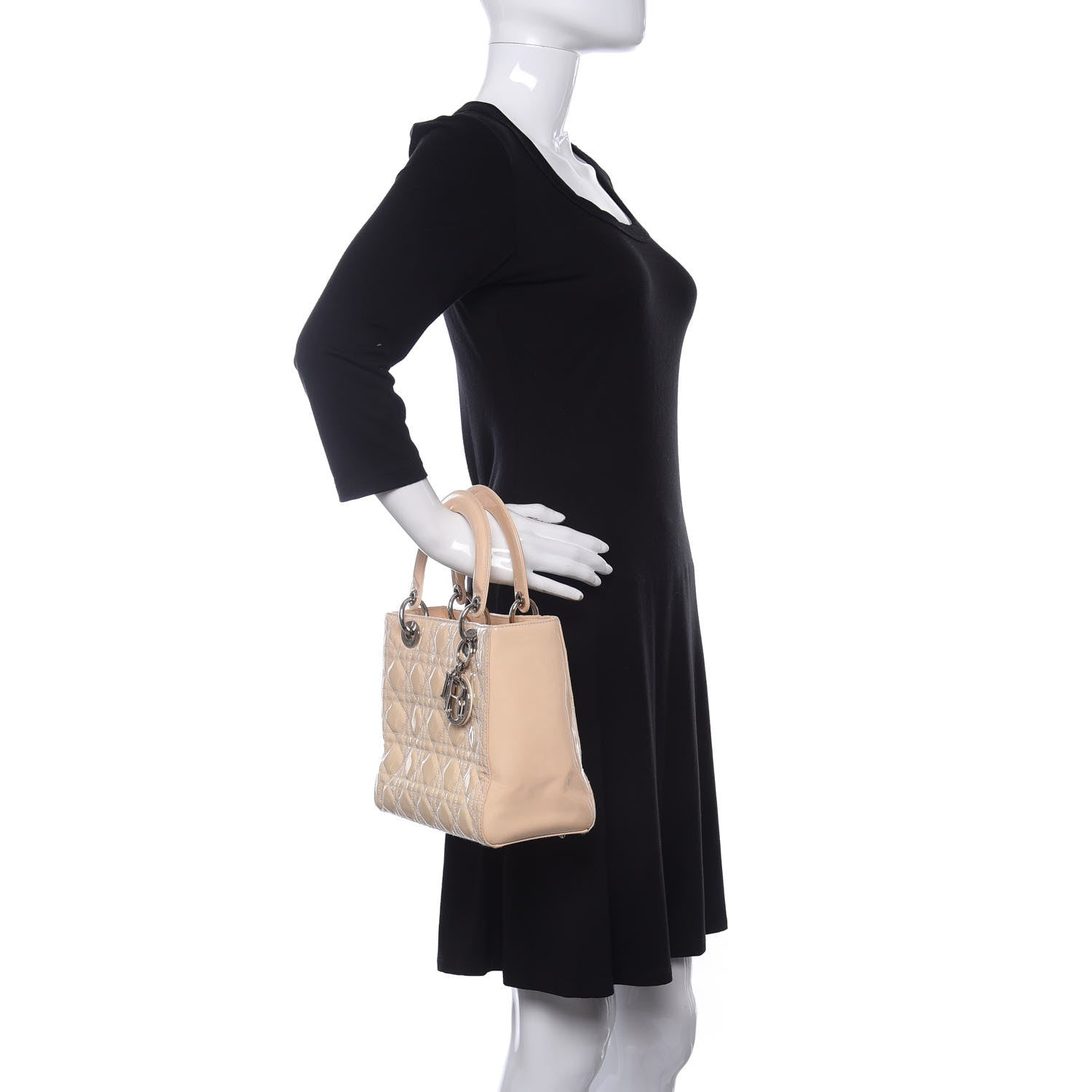 Christian Dior Patent Cannage Medium Lady Dior Beige 2 of 12