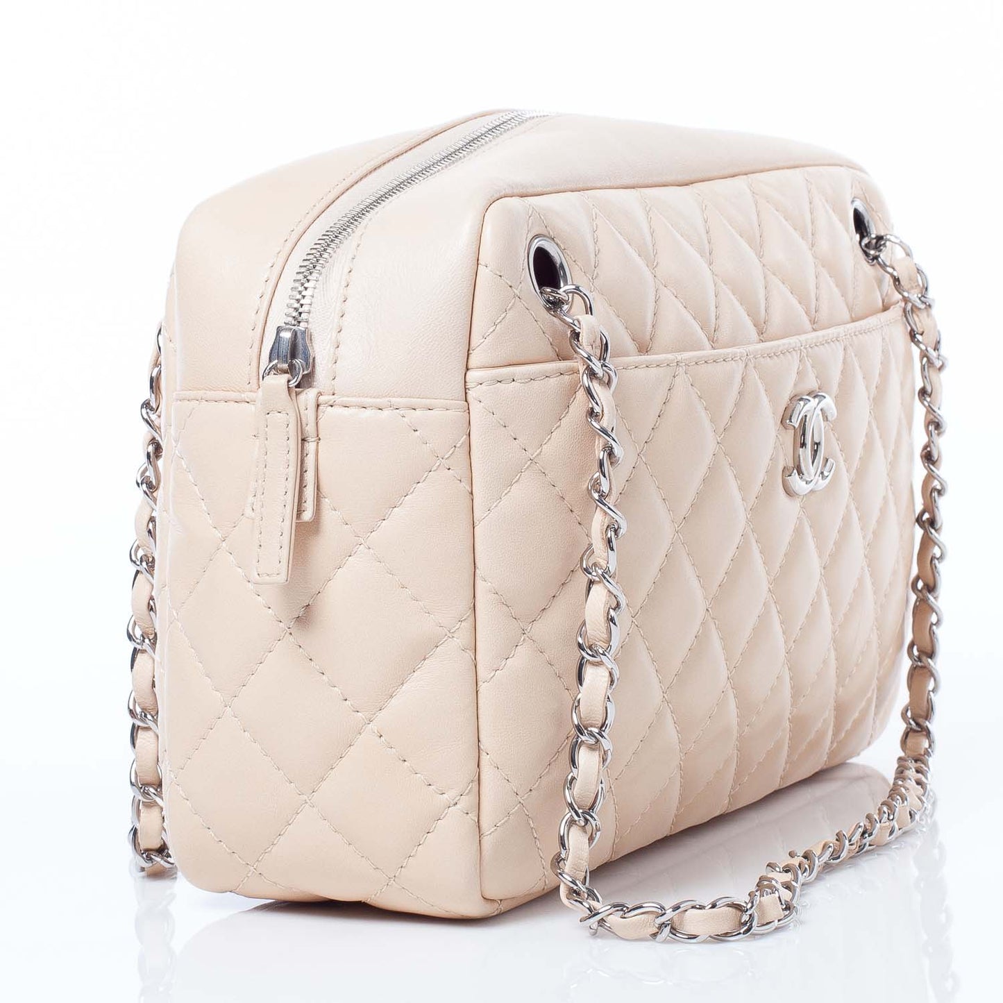 Lambskin Medium Camera Case Beige Clair
