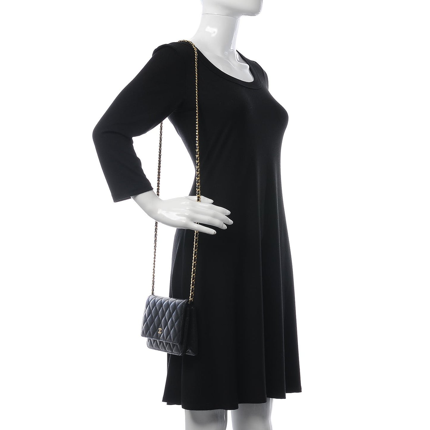 Caviar Quilted Wallet On Chain WOC Black