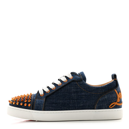 Christian Louboutin Denim Mens Louis Junior Spikes Flat Sneakers 41 Sabagold 1 of 10