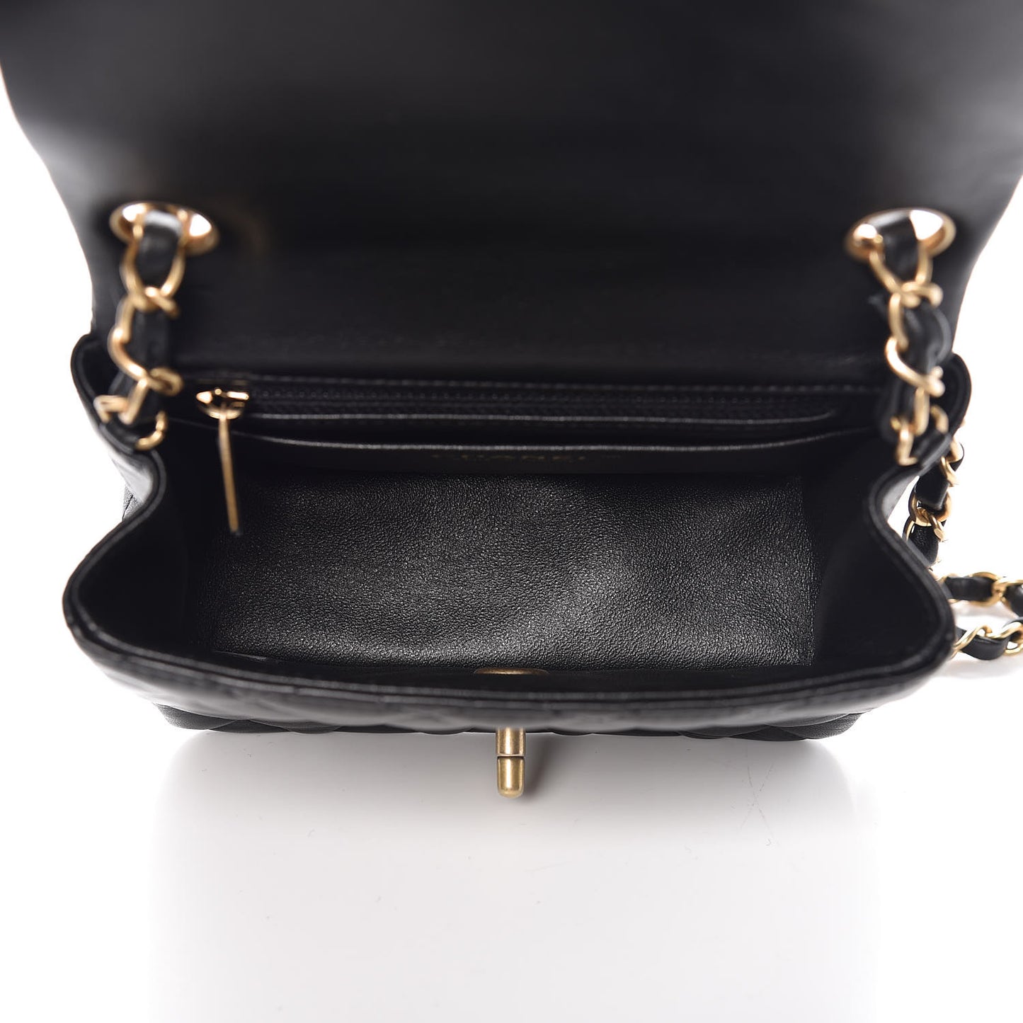 Lambskin Quilted Mini Square Flap Black