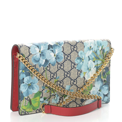 Gucci GG Supreme Monogram Blooms Chain Wallet Blue 3 of 8