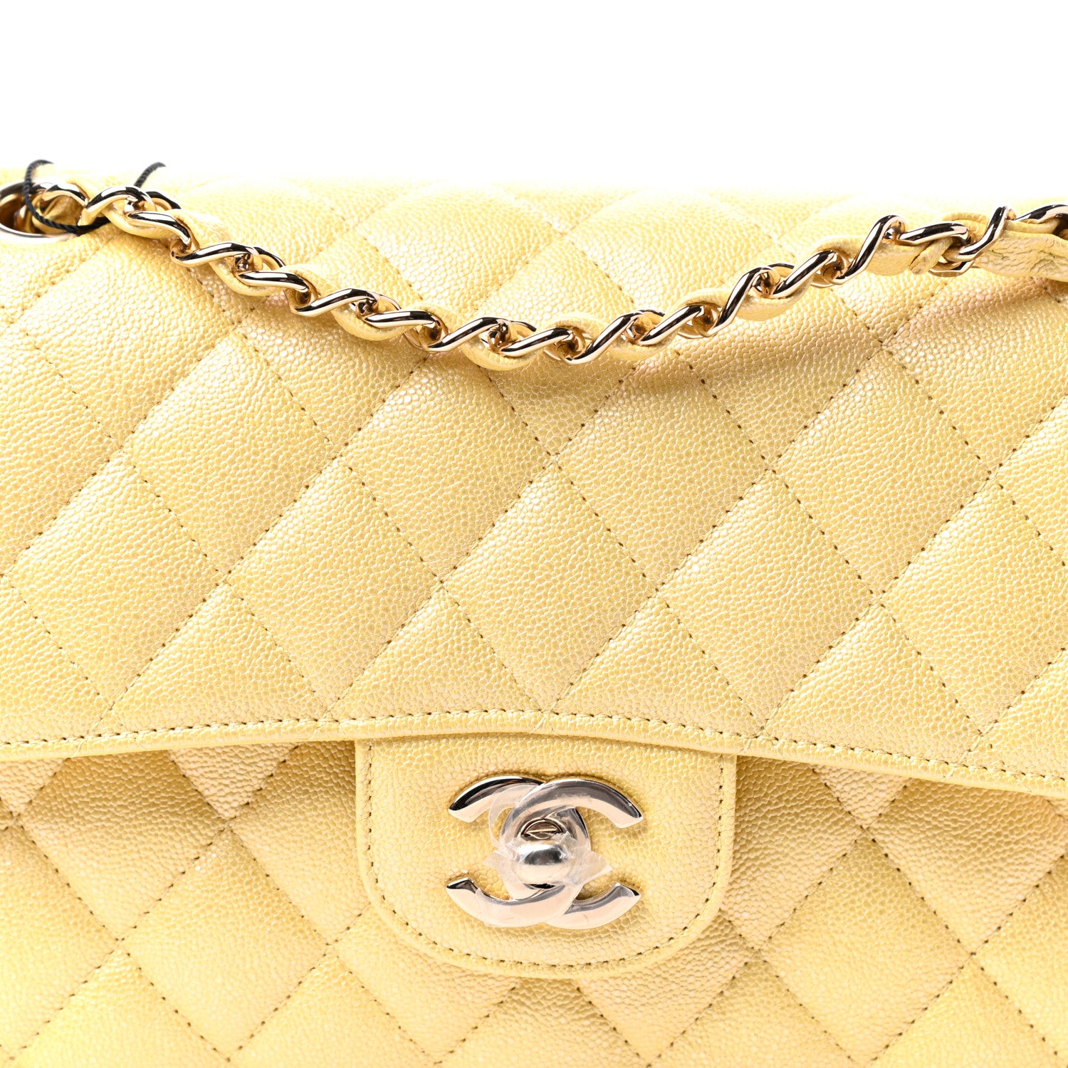Chanel Iridescent Caviar Quilted Small Double Flap Yellow 10 of 11