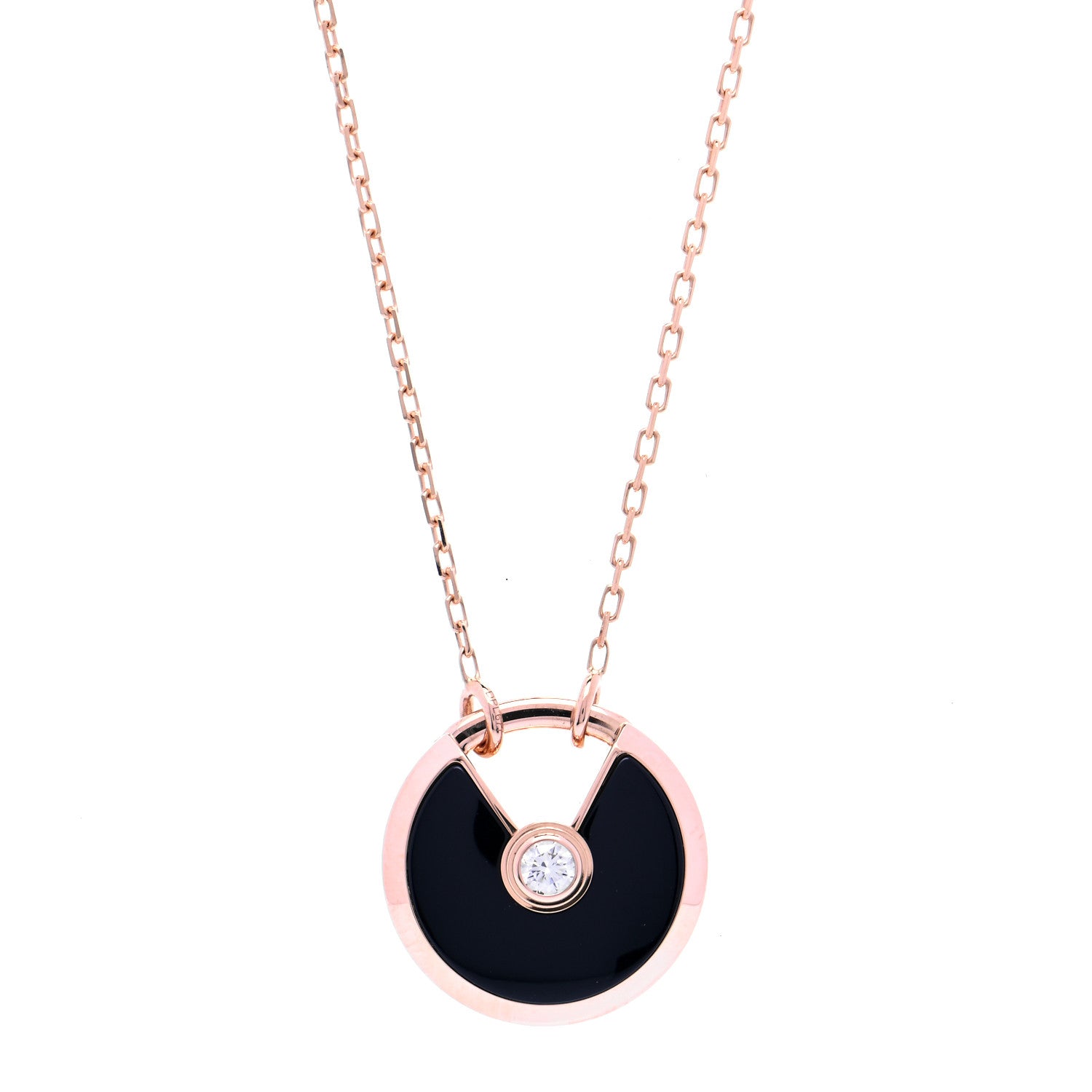 Cartier 18K Pink Gold Diamond Black Onyx SM Amulette de Cartier Pendant Necklace 1 of 6