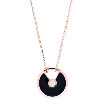 Cartier 18K Pink Gold Diamond Black Onyx SM Amulette de Cartier Pendant Necklace 1 of 6