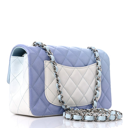 Chanel Perforated Lambskin Quilted Mini Rectangular Flap Light Blue Light Purple White 3 of 11
