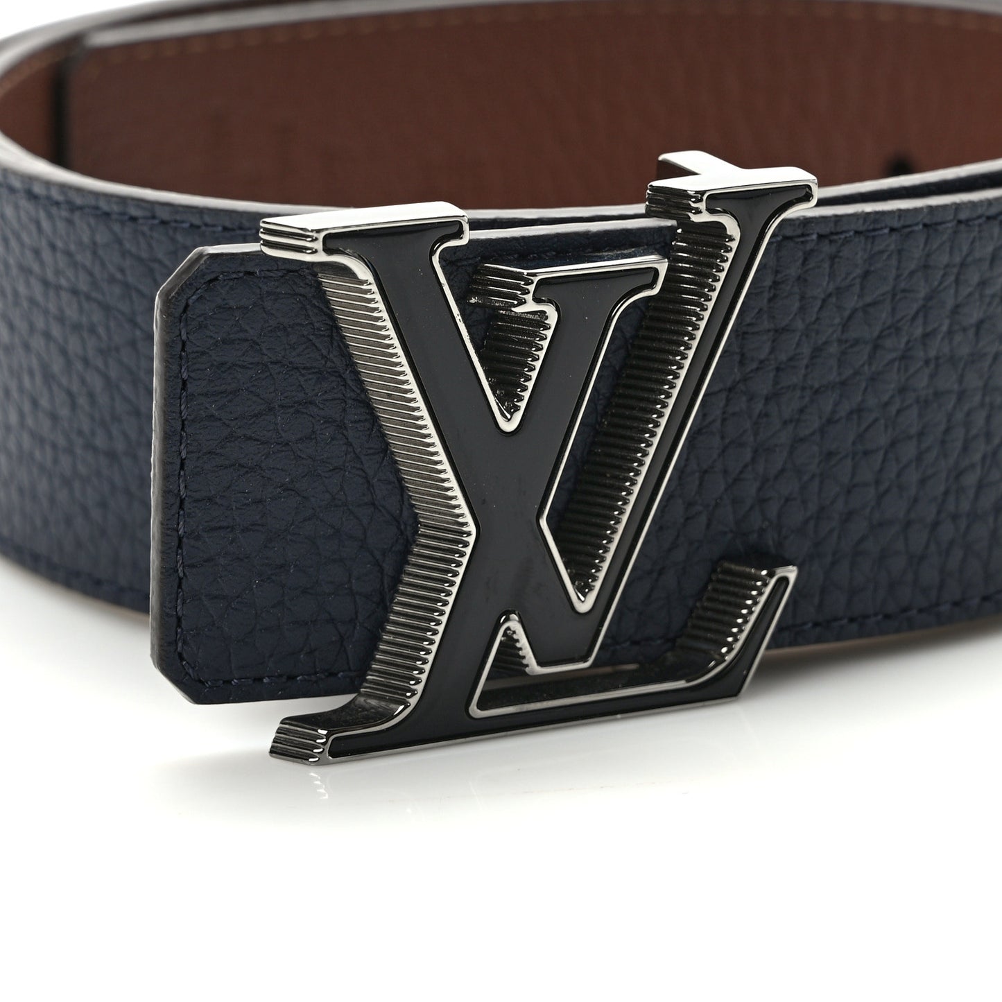 Taurillon LV Mens Tilt 40mm Reversible Belt 95 38 Navy Cognac