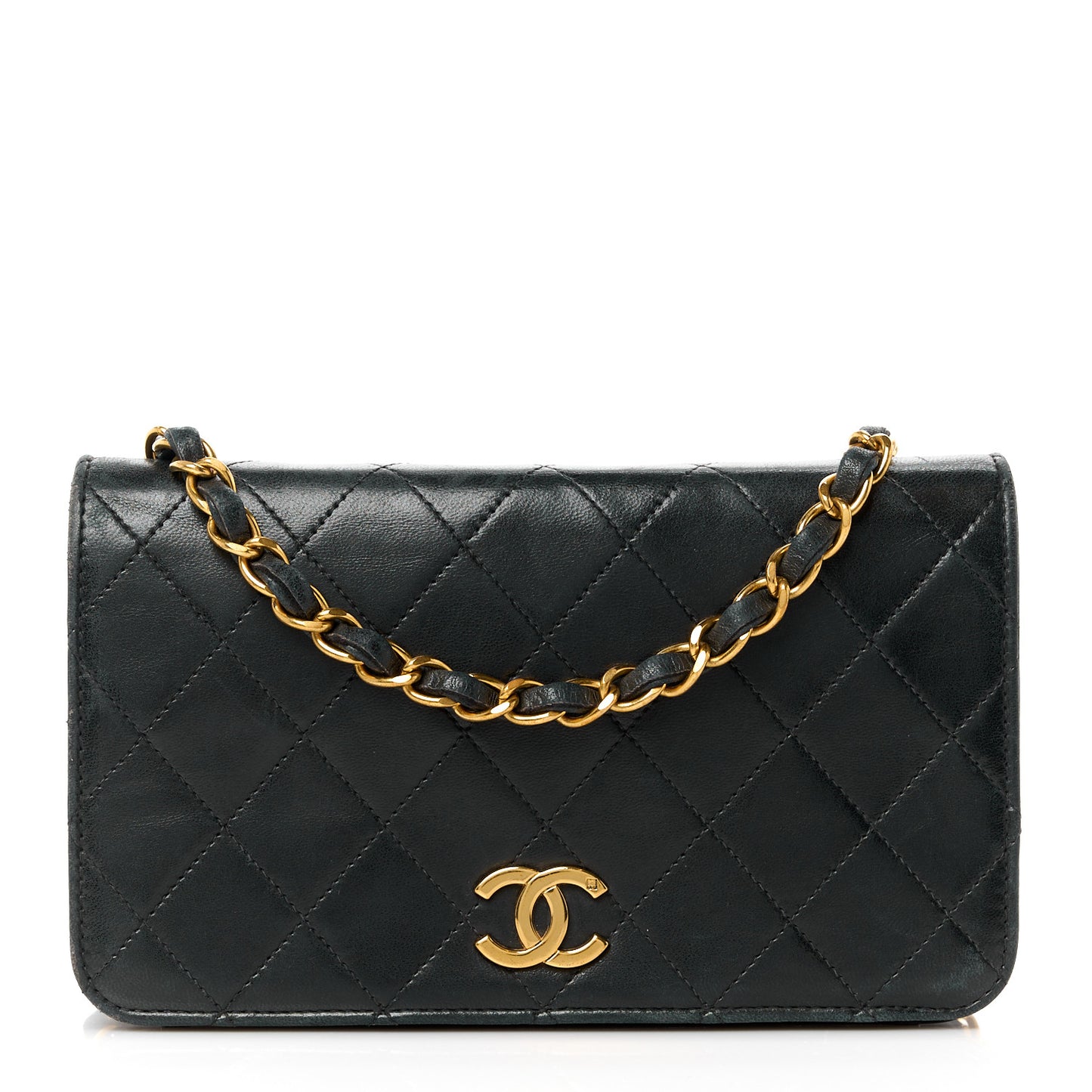 Lambskin Quilted Small Single Flap Black