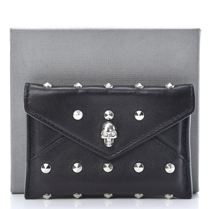 Alexander McQueen Calfskin Studded Skull Envelope Card Holder Black 13 of 13
