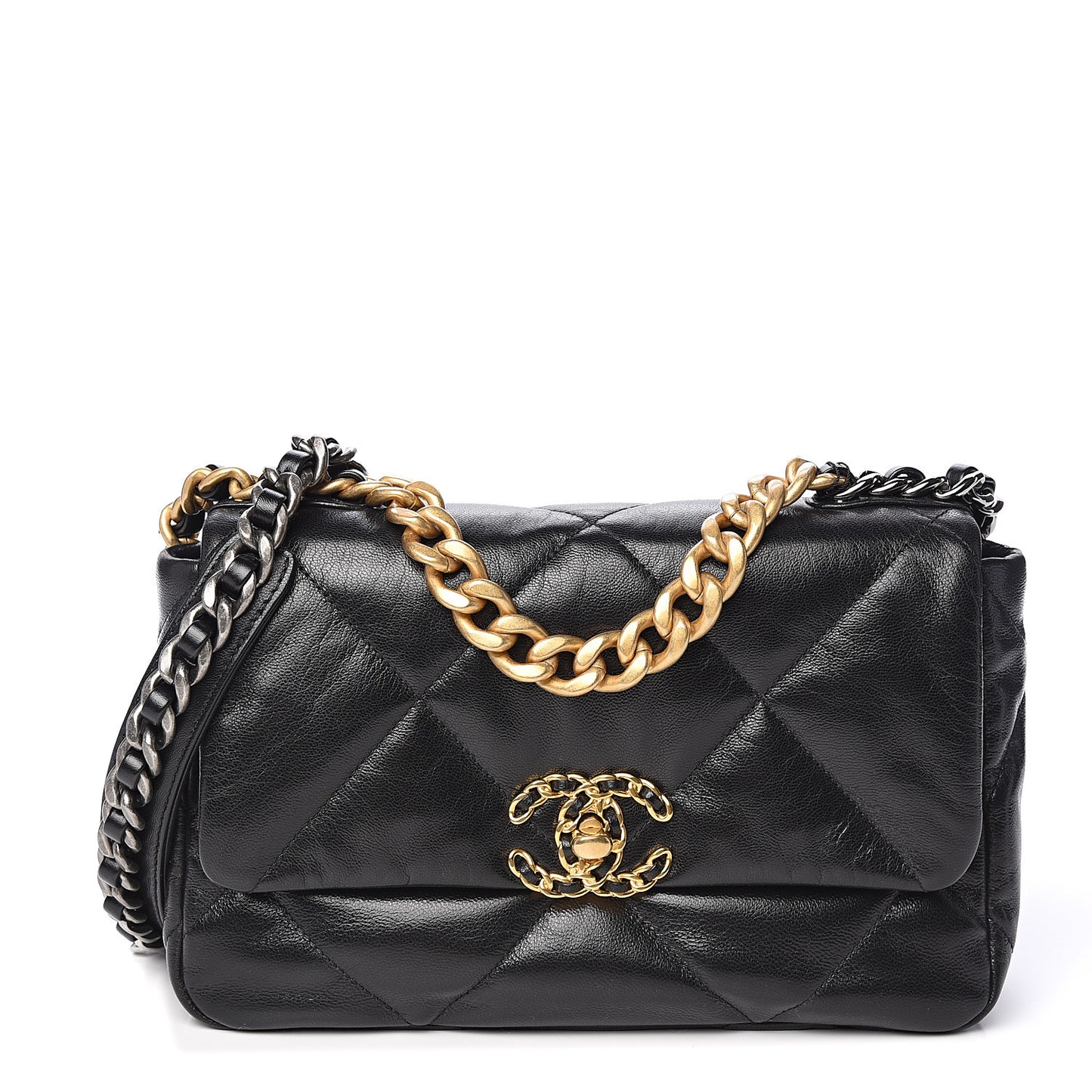 Goatskin Quilted Medium 19 Flap Black